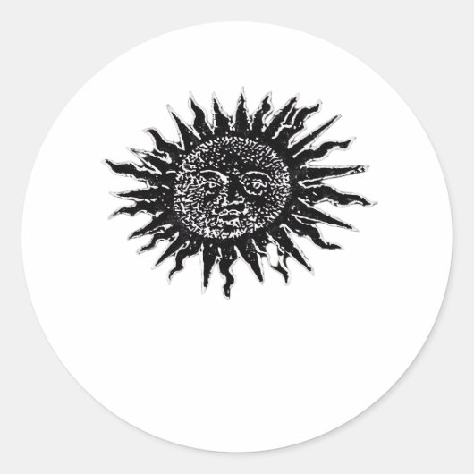 Middeleeuwse zongravure - Whimsigoth Esthetisch - Ronde Sticker (Voorkant)