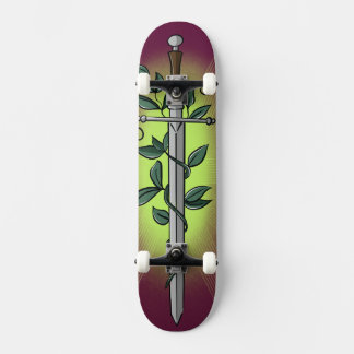 Middeleeuwse Zwaard & Wijnstok Persoonlijk Skateboard