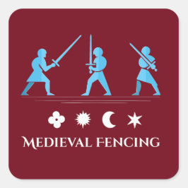 Middeleeuwse Zwaardparadeerders – Minimaal Drie St Vierkante Sticker