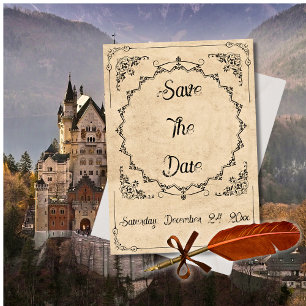 Middeleeuwse Zwarte Elegantie Save The Date Trouw 