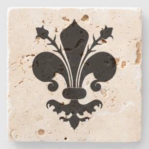 Middeleeuwse zwarte fleur de lis symbool stenen onderzetter