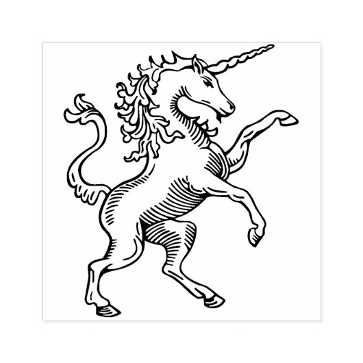 middeleval unicorn - kunststempel rubberstempel (Afrduk)