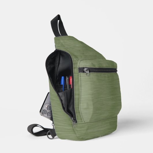 MIDDELGROENE GEBORSTELDE METAAL UITZIENDE TEXTUUR SLING BAG (Open)