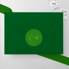 Middelgroene minimalistische bruiloft ronde sticker