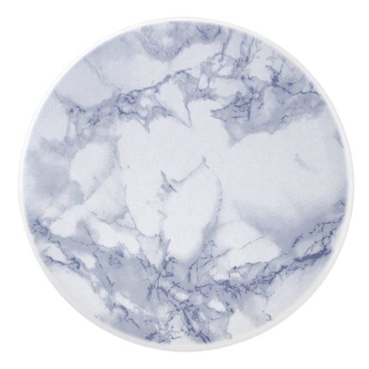 Middelgroot blauw en witte marmer keramische knop (Voorkant)