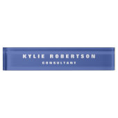 Middelgroot blauw Professional Trendy Modern Naambordje (Voorkant)