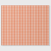 Middelgroot Oranje en wit gingham Cadeaupapier (Vlak)