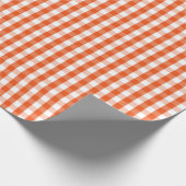 Middelgroot Oranje en wit gingham Cadeaupapier (Hoek)
