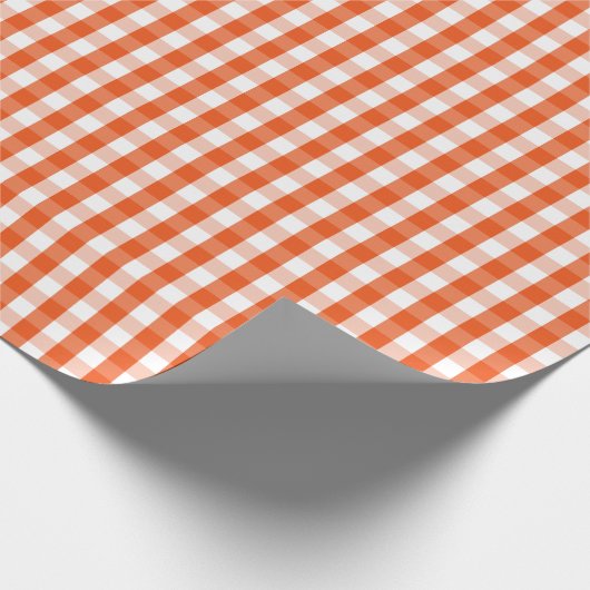 Middelgroot Oranje en wit gingham Cadeaupapier (Hoek)