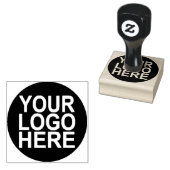 Middelgroot vierkant & rond houten handvat Logo Rubberstempel (Gestempeld)
