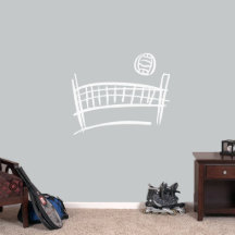 Middelgroot volleybal en net wanddecaal