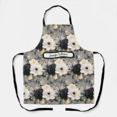 Middelgroot Zwart-wit Bloemen Schort (Voorkant)