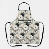 Middelgroot Zwart-wit Bloemen Schort (Voorkant)