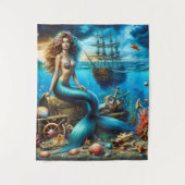 Middelgrote (50 "x 60") tapijtzeemeermin wandkleed (Voorkant)