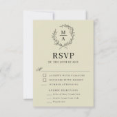 Middelgrote beige Simple Elegant Monogram RSVP en Kaartje (Voorkant)