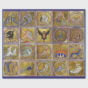 MIDDELGROTE BESTIJDIGE, FANTASTISCHE DIEREN, GOUDE CADEAUPAPIER