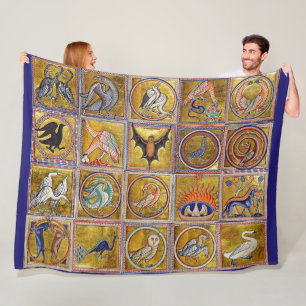 MIDDELGROTE BESTIJDIGE, FANTASTISCHE DIEREN, GOUDE FLEECE DEKEN