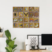 MIDDELGROTE BESTIJDIGE, FANTASTISCHE DIEREN, GOUDE POSTER (Thuiskantoor)