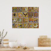 MIDDELGROTE BESTIJDIGE, FANTASTISCHE DIEREN, GOUDE POSTER (Keuken)