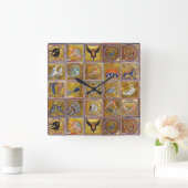 MIDDELGROTE BESTIJDIGE, FANTASTISCHE DIEREN, GOUDE VIERKANTE KLOK (Huis)