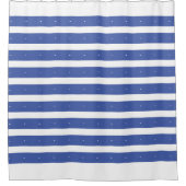 Middelgrote Blauwe en witte strepen Douchegordijn (Voorkant)