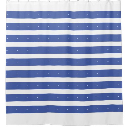 Middelgrote Blauwe en witte strepen Douchegordijn (Voorkant)