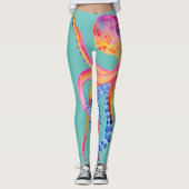 Middelgrote Blauwgroen Leggings van de Octopus Wat (Voorkant)