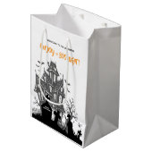 Middelgrote cadeautas : HALLOWEEN Thuis (wit) (Voorkant Gekanteld)