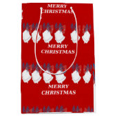 Middelgrote cadeautas "Merry Christmas" – Rood Wit (Voorkant)