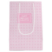Middelgrote cadeautas roze ruitjes aangepaste verj (Achterkant)