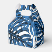 Middelgrote denim Blue Tropical Palm Leaves Weddin Bedankdoosjes (Achterkant)