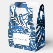 Middelgrote denim Blue Tropical Palm Leaves Weddin Bedankdoosjes (Geopend)