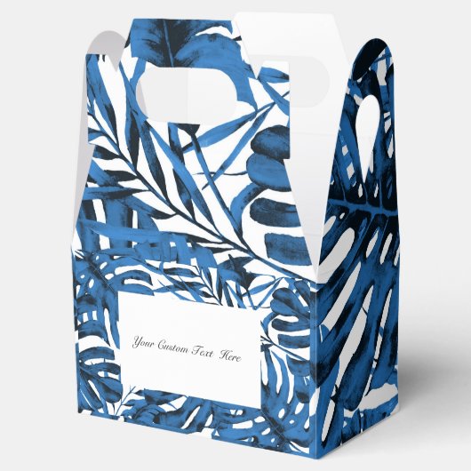 Middelgrote denim Blue Tropical Palm Leaves Weddin Bedankdoosjes (Geopend)