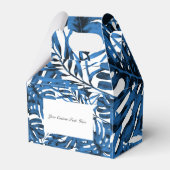 Middelgrote denim Blue Tropical Palm Leaves Weddin Bedankdoosjes (Voorkant Zijde)