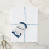 Middelgrote denim Blue Tropical Palm Leaves Weddin Cadeaulabel (Met Touw)