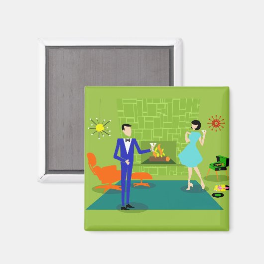 Middelgrote eeuw Modern Couple Magnet (Voorkant / Achterkant)