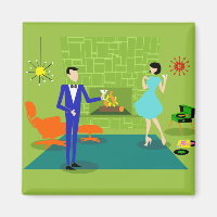 Middelgrote eeuw Modern Couple Magnet
