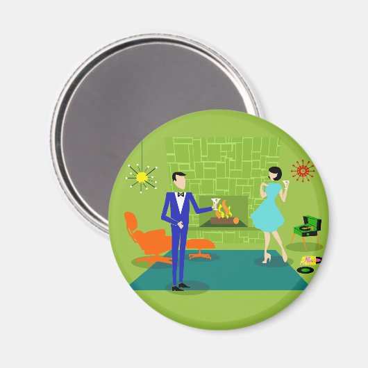 Middelgrote eeuw Modern Couple Magnet (Voorkant / Achterkant)