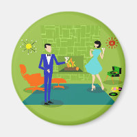 Middelgrote eeuw Modern Couple Magnet