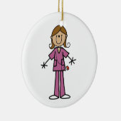 Middelgrote huidplooi Afbeelding Vrouw Verpleegste Keramisch Ornament (Rechts)