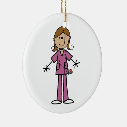 Middelgrote huidplooi Afbeelding Vrouw Verpleegste Keramisch Ornament (Rechts)