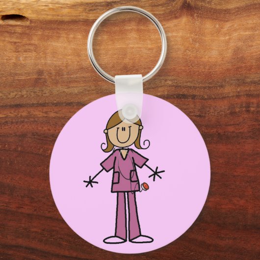 Middelgrote huidplooi Afbeelding Vrouw Verpleegste Sleutelhanger (Voorkant)