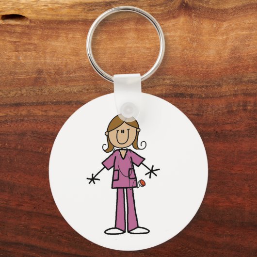 Middelgrote huidplooi Afbeelding Vrouw Verpleegste Sleutelhanger (Voorkant)