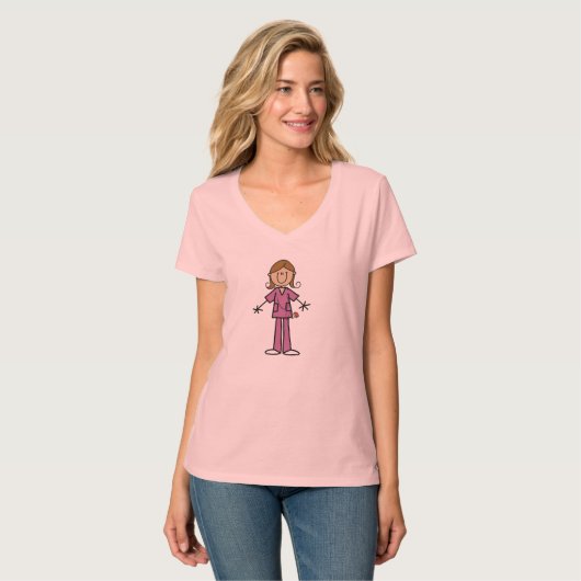 Middelgrote huidplooi Afbeelding Vrouw Verpleegste T-shirt (Voorkant volledig)