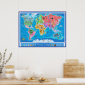 Middelgrote Kinderen geïllustreerde Wereldkaart -  Poster (Keuken)