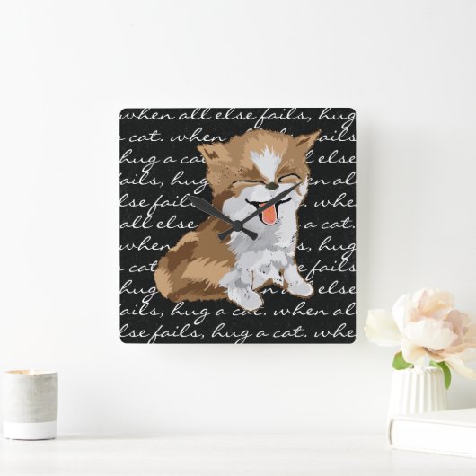 Middelgrote klok "Hug a Cat" (Huis)