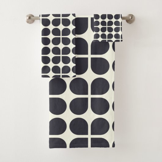 Middelgrote modder Geometrische vormen in zwart-wi Bad Handdoek (Insitu)