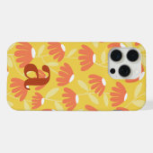 Middelgrote Monogram Letter Gele Bloemmotief iPhone Hoesje (Achterkant horizontaal)