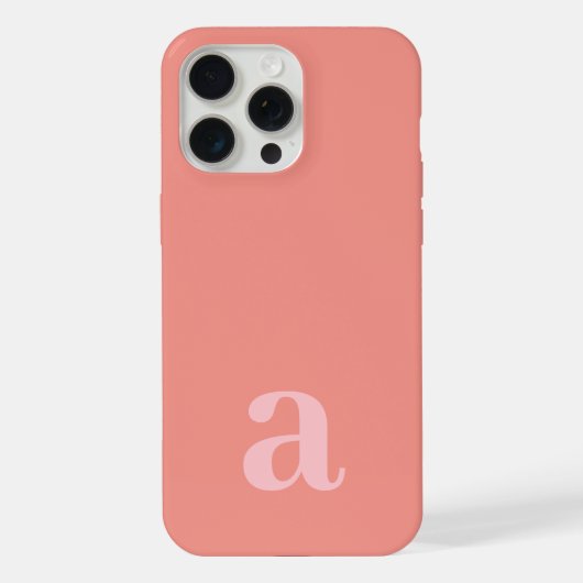 Middelgrote Monogram Letter Roze Minimalistisch iPhone Hoesje (Achterkant)
