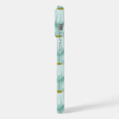 Middelgrote Monogram Letter Turquoise Blauwe Vinta iPhone Hoesje (Linkerkant)